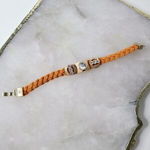 Lia Sophia Orange Suede Braided Boho Bracelet